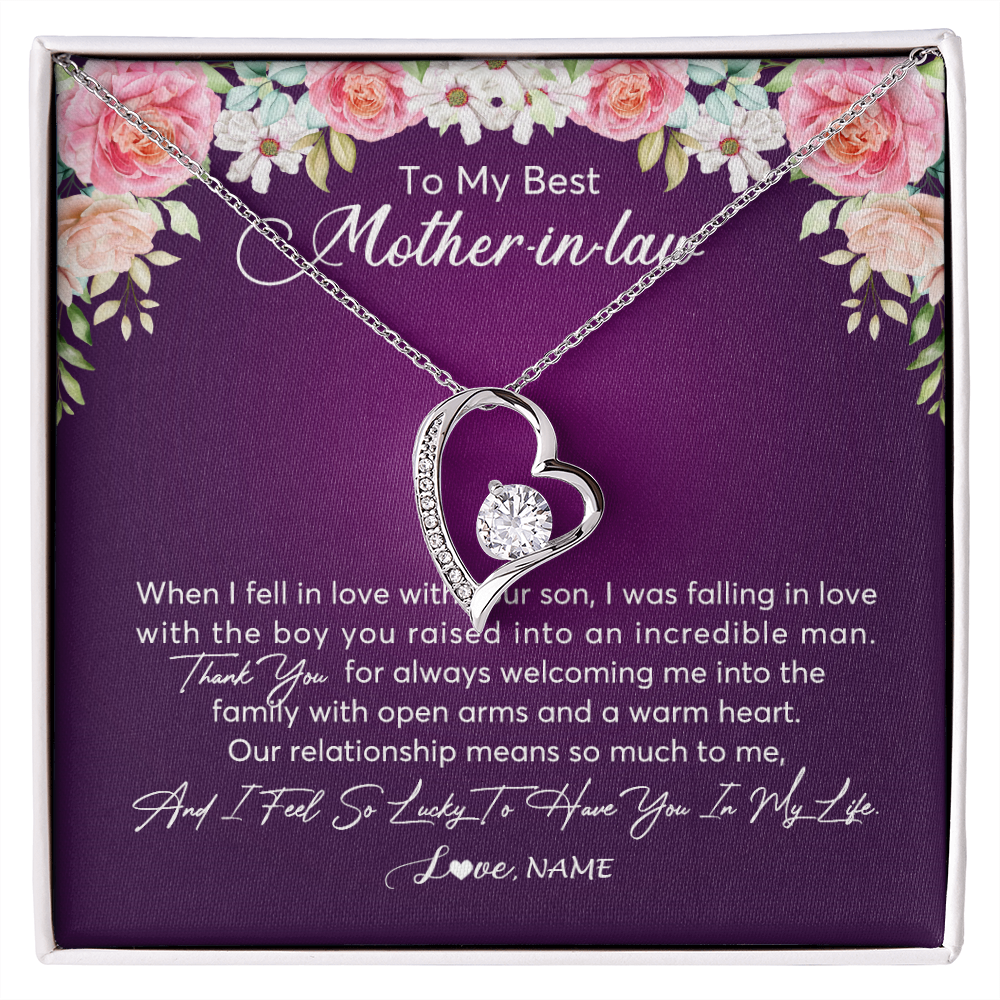 Forever Love Necklace | Personalized To My Mother In Law Necklace Thank You Mother In Law Wedding Day Birthday Monthers Day Christmas Jewelry Pendant Customized Gift Box Message Card | teecentury