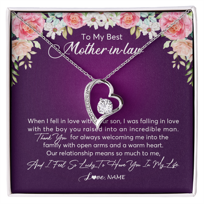 Forever Love Necklace | Personalized To My Mother In Law Necklace Thank You Mother In Law Wedding Day Birthday Monthers Day Christmas Jewelry Pendant Customized Gift Box Message Card | teecentury