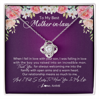 Love Knot Necklace | Personalized To My Mother In Law Necklace Thank You Mother In Law Wedding Day Birthday Monthers Day Christmas Jewelry Pendant Customized Gift Box Message Card | teecentury