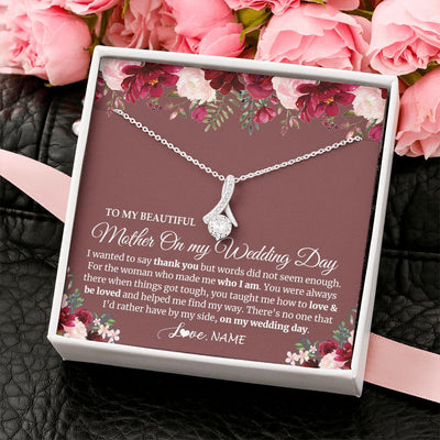 Alluring Beauty Necklace | Personalized To My Mother On My Wedding Day Necklace From Daughter Bride To Mom I Wanted To Say Thank You Mother Jewelry Customized Gift Box Message Card | teecentury