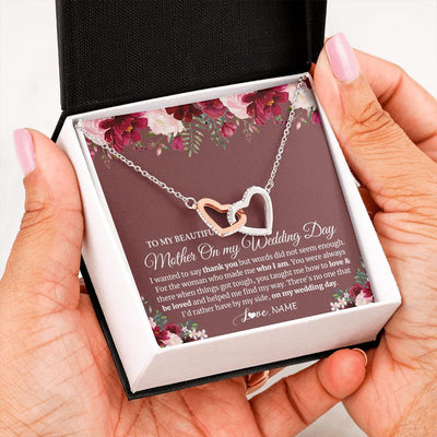 Interlocking Hearts Necklace | Personalized To My Mother On My Wedding Day Necklace From Daughter Bride To Mom I Wanted To Say Thank You Mother Jewelry Customized Gift Box Message Card | teecentury