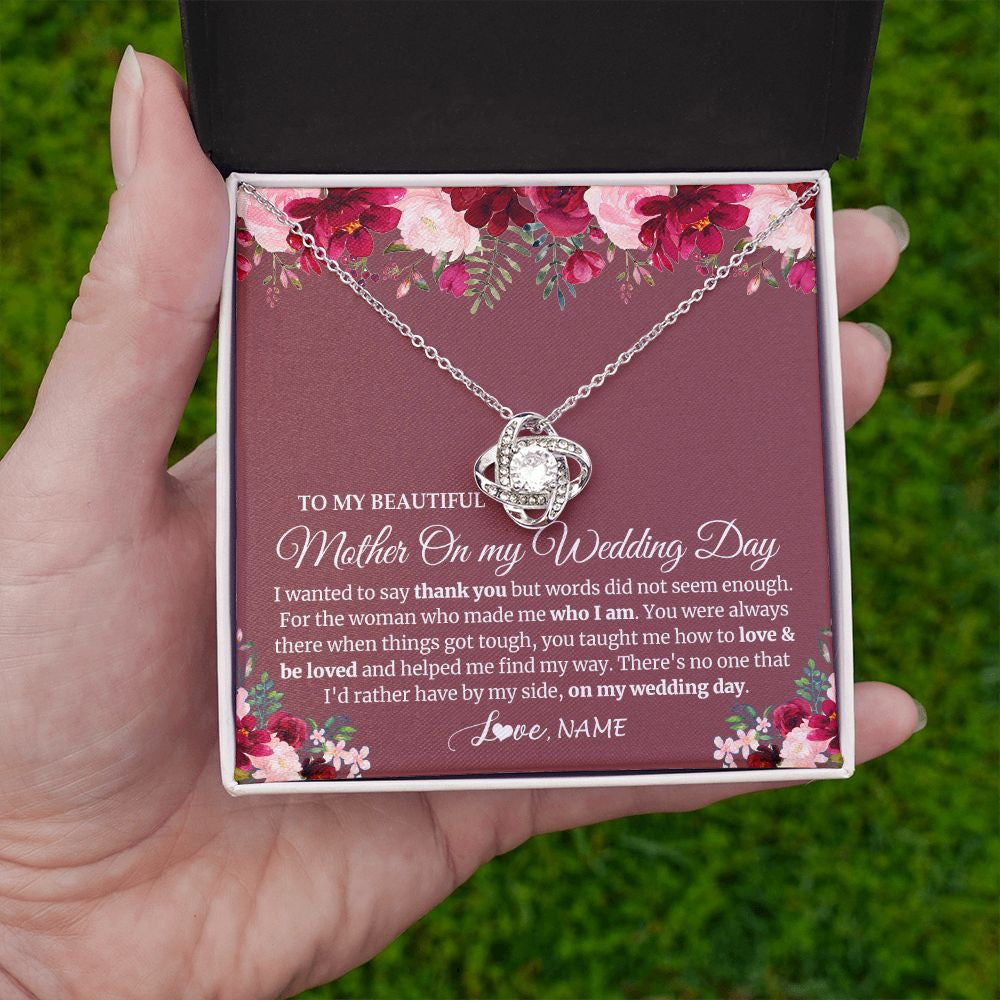 Love Knot Necklace | Personalized To My Mother On My Wedding Day Necklace From Daughter Bride To Mom I Wanted To Say Thank You Mother Jewelry Customized Gift Box Message Card | teecentury