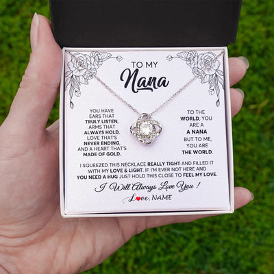 Love Knot Necklace | Personalized To My Nana Necklace From Grandkids Granddaughter Hold This Close Feel My Love Nana Birthday Mothers Day Christmas Customized Gift Box Message Card | teecentury