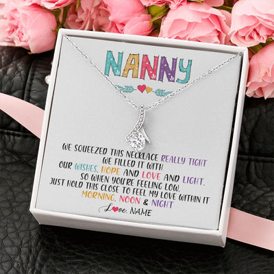 Alluring Beauty Necklace | Personalized To My Nanny Necklace From Kids We Squeezed This Necklace Nanny Birthday Mothers Day Christmas Jewelry Pendant Customized Gift Box Message Card | teecentury
