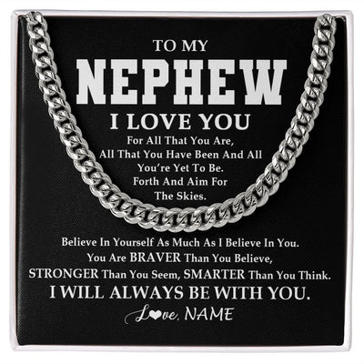 Cuban Link Chain Necklace | Personalized To My Nephew Necklace Cuban From Aunt Uncle Believe In Yourself Nephew Birthday Graduation Christmas Customized Gift Box Message Card | teecentury