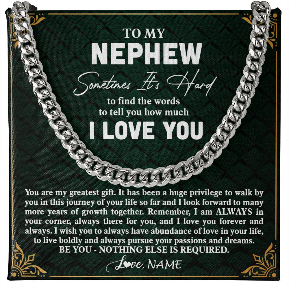 Cuban Link Chain Necklace | Personalized To My Nephew Necklace Cuban From Aunt Uncle You Are My Greatest Gift Nephew Birthday Graduation Christmas Customized Gift Box Message Card | teecentury