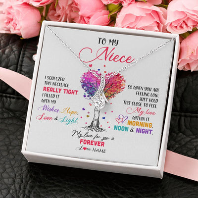 Alluring Beauty Necklace | Personalized To My Niece Necklace From Aunt Uncle Auntie I Squeezed This Necklace Niece Birthday Graduation Christmas Customized Gift Box Message Card | teecentury