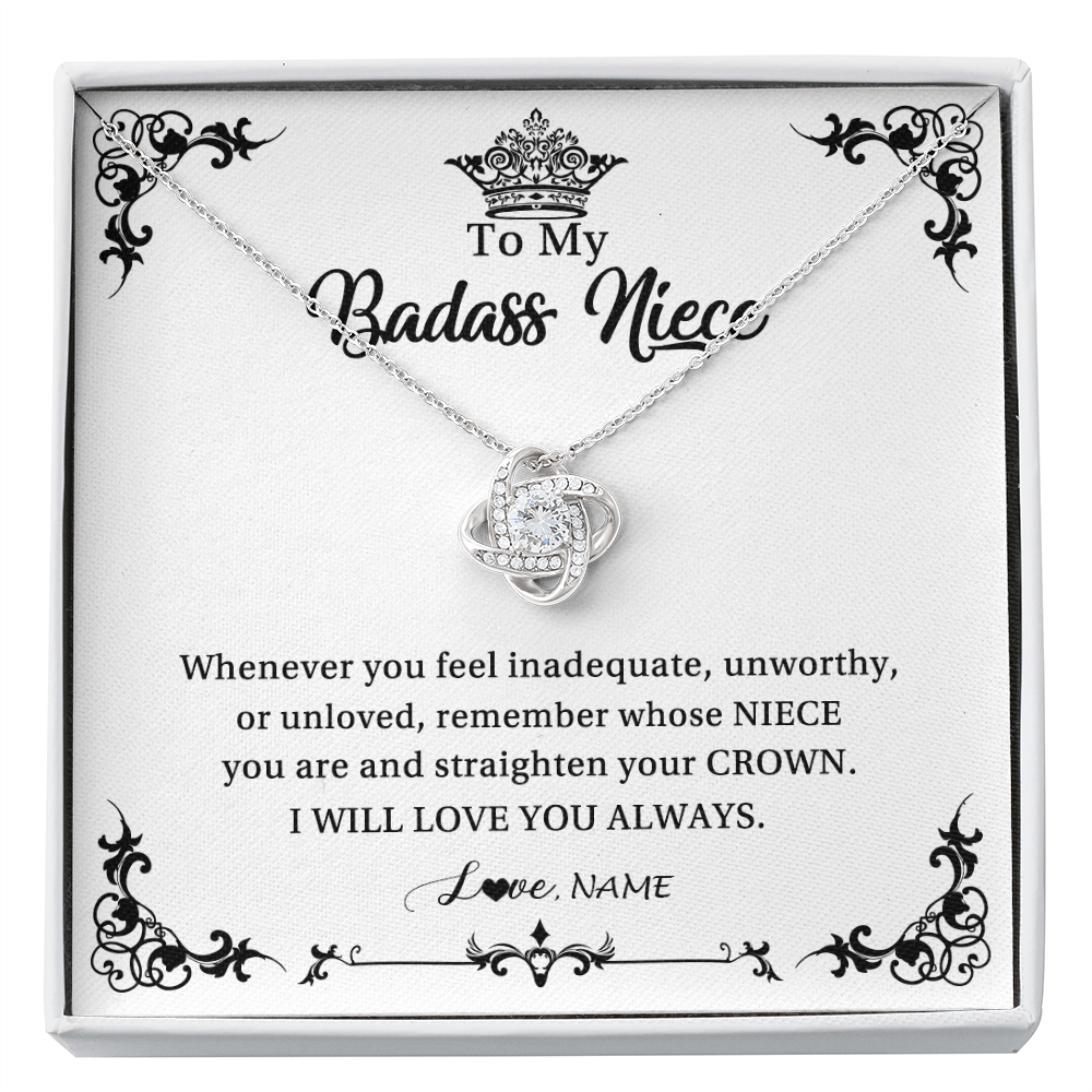 Love Knot Necklace | Personalized To My Niece Necklace From Aunt Uncle I Will Love You Always Niece Pendant Jewelry Birthday Graduation Christmas Customized Message Card | teecentury