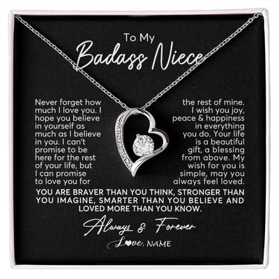 Forever Love Necklace | Personalized To My Niece Necklace From Aunt Uncle Never Forget How Much I Love You Niece Jewelry Birthday Christmas Graduation Customized Gift Box Message Card | teecentury