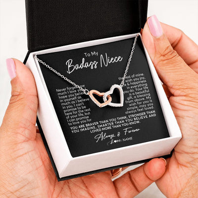 Interlocking Hearts Necklace | Personalized To My Niece Necklace From Aunt Uncle Never Forget How Much I Love You Niece Jewelry Birthday Christmas Graduation Customized Gift Box Message Card | teecentury