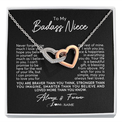 Interlocking Hearts Necklace | Personalized To My Niece Necklace From Aunt Uncle Never Forget How Much I Love You Niece Jewelry Birthday Christmas Graduation Customized Gift Box Message Card | teecentury