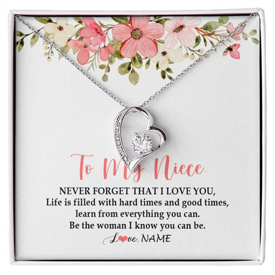 Forever Love Necklace | Personalized To My Niece Necklace From Aunt Uncle Never Forget That I Love You Niece Pendant Jewelry Birthday Christmas Customized Gift Box Message Card | teecentury