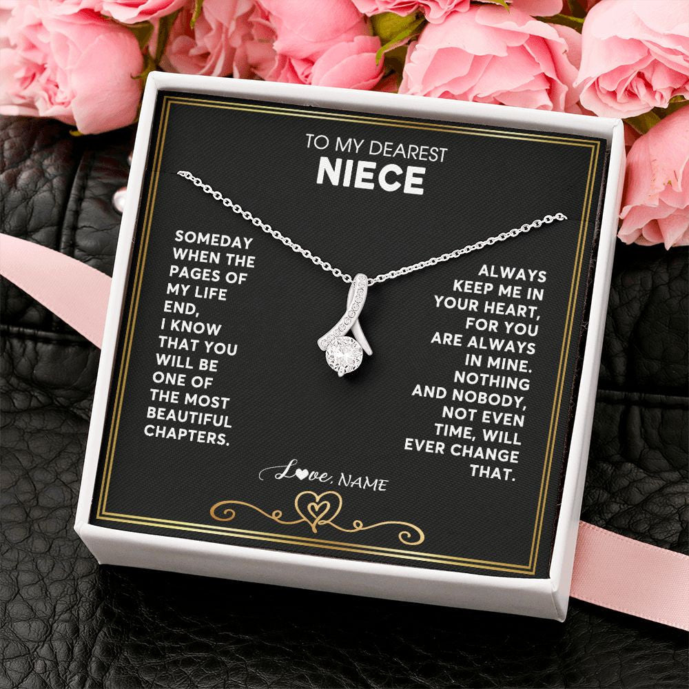 Alluring Beauty Necklace | Personalized To My Niece Necklace From Aunt Uncle When The Pages Of My Life End Niece Birthday Graduation Christmas Pendant Customized Gift Message Card | teecentury