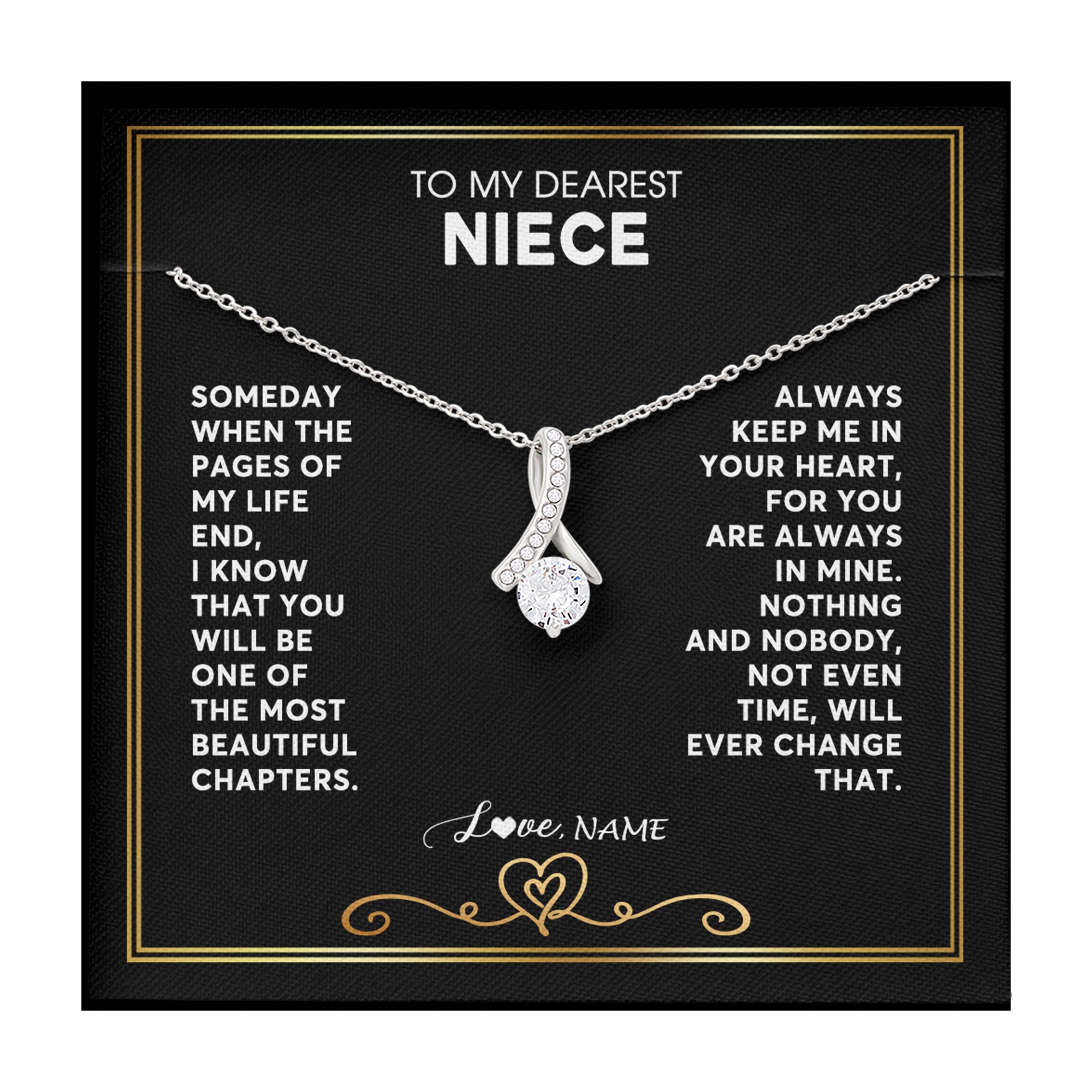 Alluring Beauty Necklace | Personalized To My Niece Necklace From Aunt Uncle When The Pages Of My Life End Niece Birthday Graduation Christmas Pendant Customized Gift Message Card | teecentury
