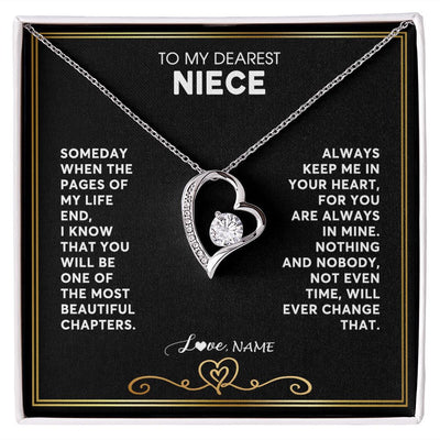 Forever Love Necklace | Personalized To My Niece Necklace From Aunt Uncle When The Pages Of My Life End Niece Birthday Graduation Christmas Pendant Customized Gift Message Card | teecentury