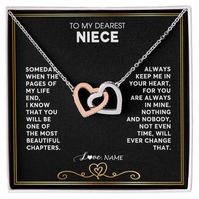 Interlocking Hearts Necklace | Personalized To My Niece Necklace From Aunt Uncle When The Pages Of My Life End Niece Birthday Graduation Christmas Pendant Customized Gift Message Card | teecentury