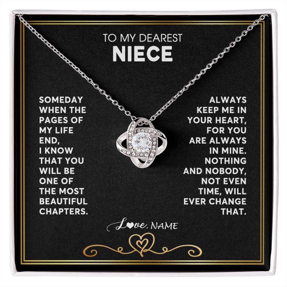Love Knot Necklace | Personalized To My Niece Necklace From Aunt Uncle When The Pages Of My Life End Niece Birthday Graduation Christmas Pendant Customized Gift Message Card | teecentury