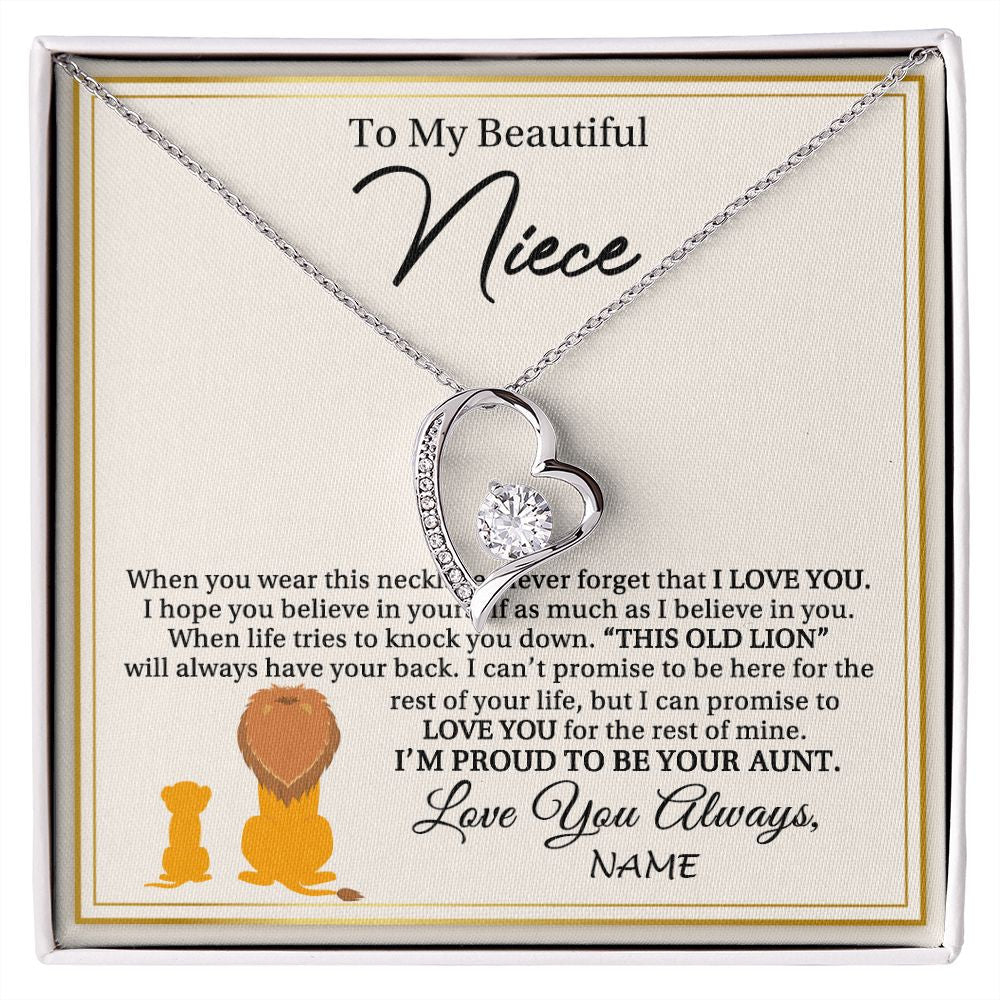 Forever Love Necklace | Personalized To My Niece Necklace From Uncle I'M Proud To Be Your Uncle Lion Niece Birthday Graduation Christmas Customized Gift Box Message Card | teecentury