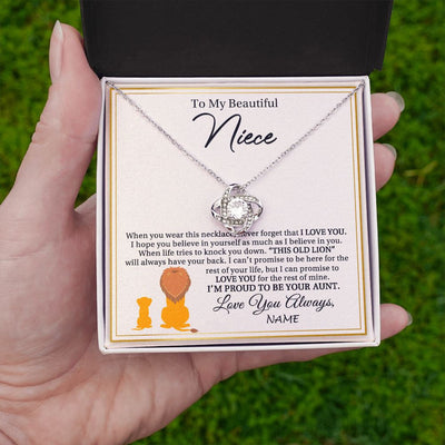 Love Knot Necklace | Personalized To My Niece Necklace From Uncle I'M Proud To Be Your Uncle Lion Niece Birthday Graduation Christmas Customized Gift Box Message Card | teecentury