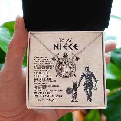 Love Knot Necklace | Personalized To My Niece Necklace From Uncle You Will Never Lose Wolf Niece Birthday Graduation Thanksgiving Valentines Christmas Customized Message Card | teecentury