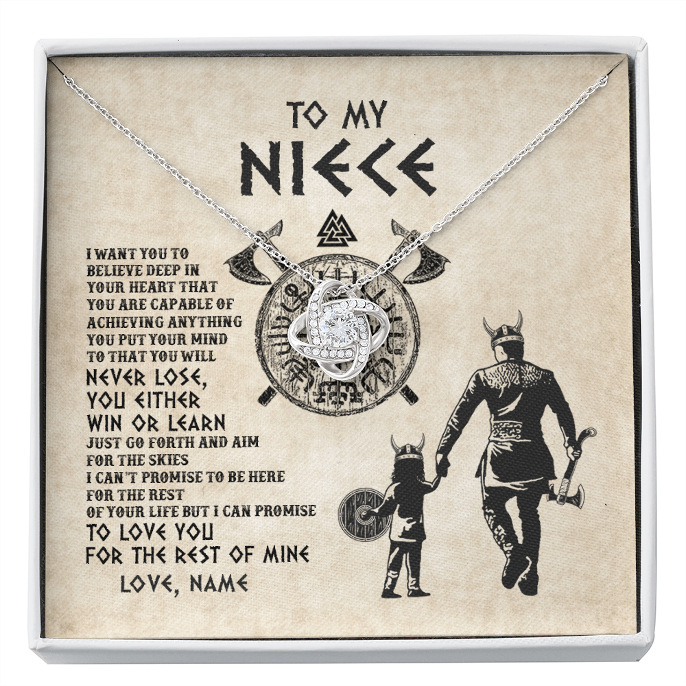 Love Knot Necklace | Personalized To My Niece Necklace From Uncle You Will Never Lose Wolf Niece Birthday Graduation Thanksgiving Valentines Christmas Customized Message Card | teecentury