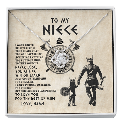 Love Knot Necklace | Personalized To My Niece Necklace From Uncle You Will Never Lose Wolf Niece Birthday Graduation Thanksgiving Valentines Christmas Customized Message Card | teecentury