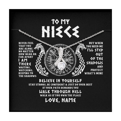 Alluring Beauty Necklace | Personalized To My Niece Necklace Viking Never Feel You Are Alone Odin Scandinavian Norse Runes Niece Birthday Christmas Pendant Customized Gift Message Card | teecentury