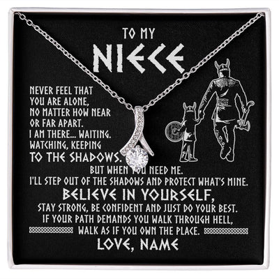 Alluring Beauty Necklace | Personalized To My Niece Necklace Viking Never Feel You Are Alone Scandinavian Runes Viking Niece Birthday Christmas Pendant Customized Gift Box Message Card | teecentury