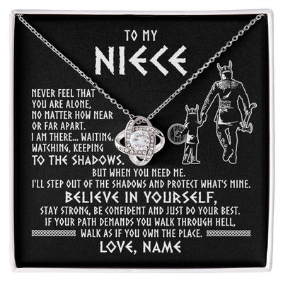 Love Knot Necklace | Personalized To My Niece Necklace Viking Never Feel You Are Alone Scandinavian Runes Viking Niece Birthday Christmas Pendant Customized Gift Box Message Card | teecentury
