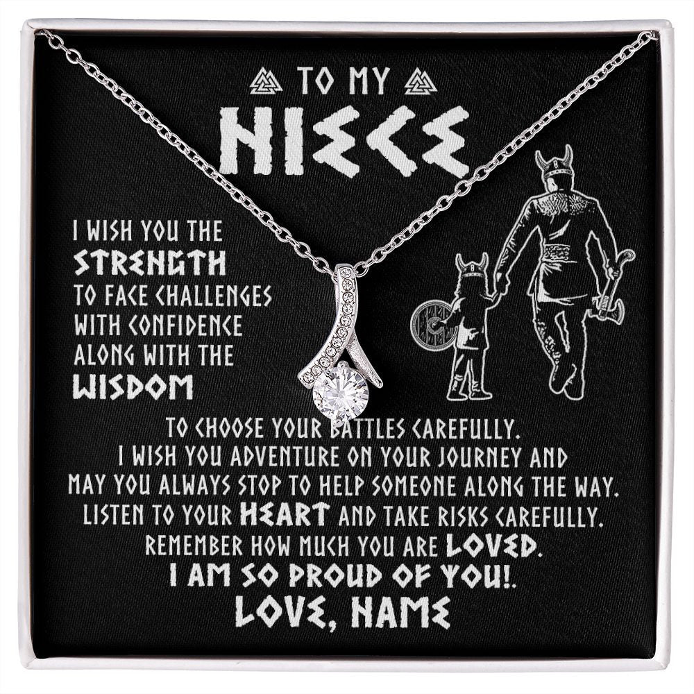 Alluring Beauty Necklace | Personalized To My Niece Viking Necklace From Uncle I Am So Proud Of You Runes Viking Niece Birthday Christmas Customized Gift Box Message Card | teecentury