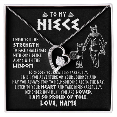 Forever Love Necklace | Personalized To My Niece Viking Necklace From Uncle I Am So Proud Of You Runes Viking Niece Birthday Christmas Customized Gift Box Message Card | teecentury