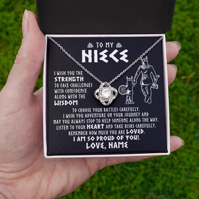 Love Knot Necklace | Personalized To My Niece Viking Necklace From Uncle I Am So Proud Of You Runes Viking Niece Birthday Christmas Customized Gift Box Message Card | teecentury