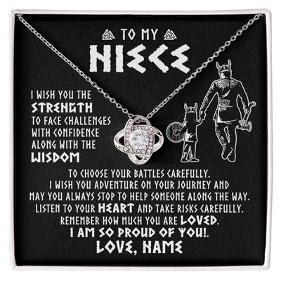 Love Knot Necklace | Personalized To My Niece Viking Necklace From Uncle I Am So Proud Of You Runes Viking Niece Birthday Christmas Customized Gift Box Message Card | teecentury