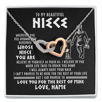 Interlocking Hearts Necklace | Personalized To My Niece Viking Necklace From Uncle Whenever You Feel Overwhelmed Niece Birthday Christmas Jewelry Customized Gift Message Card | teecentury