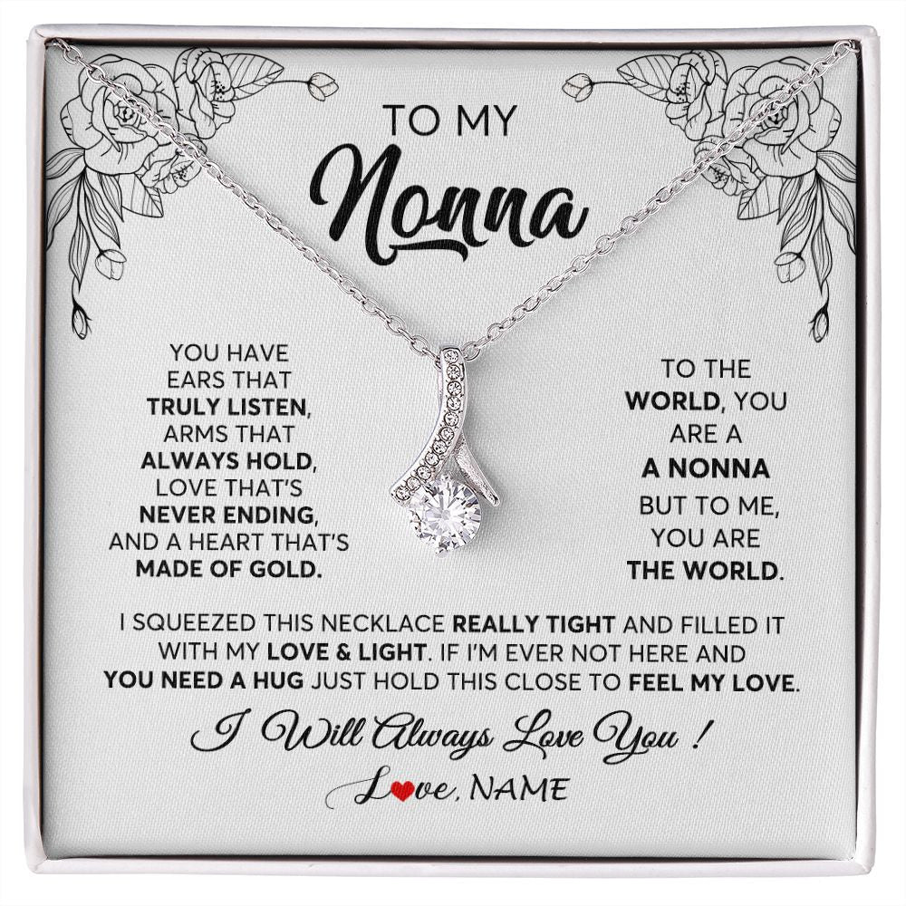 Alluring Beauty Necklace | Personalized To My Nonna Necklace From Grandkids Granddaughter Hold This Close Feel My Love Nonna Birthday Mothers Day Jewelry Customized Gift Box Message Card | teecentury