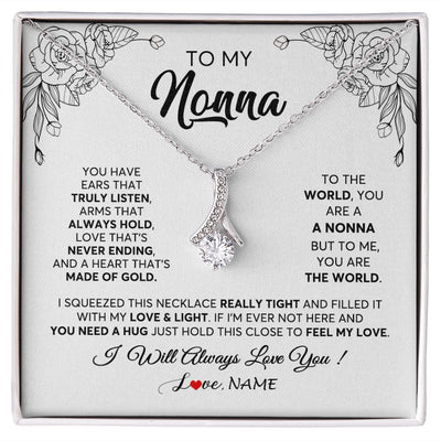 Alluring Beauty Necklace | Personalized To My Nonna Necklace From Grandkids Granddaughter Hold This Close Feel My Love Nonna Birthday Mothers Day Jewelry Customized Gift Box Message Card | teecentury