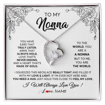 Forever Love Necklace | Personalized To My Nonna Necklace From Grandkids Granddaughter Hold This Close Feel My Love Nonna Birthday Mothers Day Jewelry Customized Gift Box Message Card | teecentury