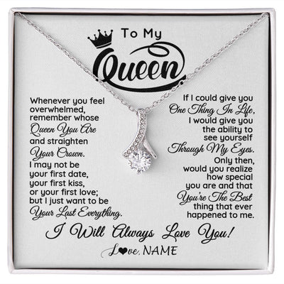 Alluring Beauty Necklace | Personalized To My Queen Necklace From Husband Whenever You Feel Overwhelmed Soulmate Wife Valentines Day Birthday Christmas Customized Gift Box Message Card | teecentury
