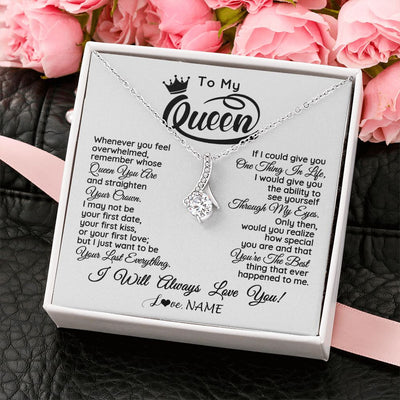 Alluring Beauty Necklace | Personalized To My Queen Necklace From Husband Whenever You Feel Overwhelmed Soulmate Wife Valentines Day Birthday Christmas Customized Gift Box Message Card | teecentury