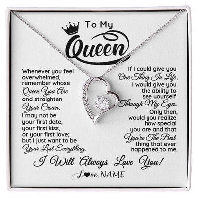 Forever Love Necklace | Personalized To My Queen Necklace From Husband Whenever You Feel Overwhelmed Soulmate Wife Valentines Day Birthday Christmas Customized Gift Box Message Card | teecentury