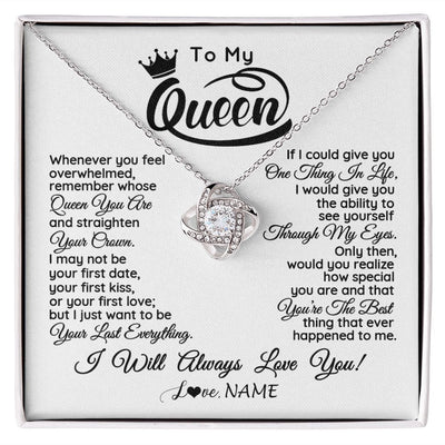 Love Knot Necklace | Personalized To My Queen Necklace From Husband Whenever You Feel Overwhelmed Soulmate Wife Valentines Day Birthday Christmas Customized Gift Box Message Card | teecentury