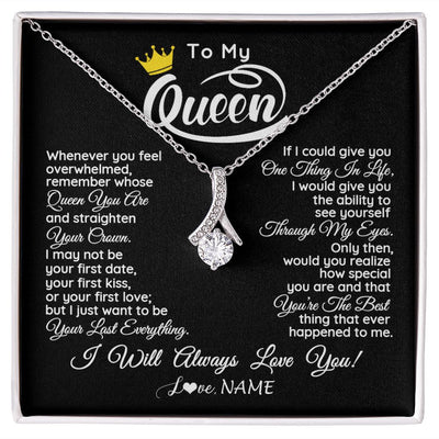 Alluring Beauty Necklace | Personalized To My Queen Necklace From Husband Whenever You Feel Overwhelmed Wife Soulmate Valentines Day Birthday Christmas Customized Gift Box Message Card | teecentury