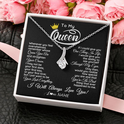 Alluring Beauty Necklace | Personalized To My Queen Necklace From Husband Whenever You Feel Overwhelmed Wife Soulmate Valentines Day Birthday Christmas Customized Gift Box Message Card | teecentury