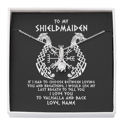 Alluring Beauty Necklace | Personalized To My Shieldmaiden Necklace From Viking I Love You For Wife From Husband Girlfriend From Boyfriend Birthday Valentines Day Customized Message Card | teecentury