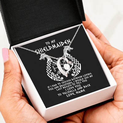 Forever Love Necklace | Personalized To My Shieldmaiden Necklace From Viking I Love You For Wife From Husband Girlfriend From Boyfriend Birthday Valentines Day Customized Message Card | teecentury