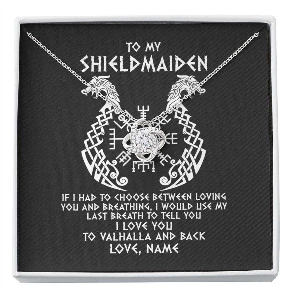 Love Knot Necklace | Personalized To My Shieldmaiden Necklace From Viking I Love You For Wife From Husband Girlfriend From Boyfriend Birthday Valentines Day Customized Message Card | teecentury