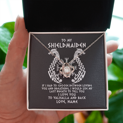 Love Knot Necklace | Personalized To My Shieldmaiden Necklace From Viking I Love You For Wife From Husband Girlfriend From Boyfriend Birthday Valentines Day Customized Message Card | teecentury