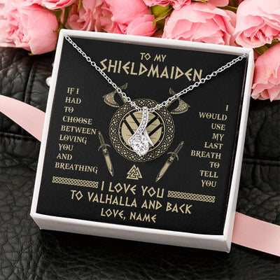 Alluring Beauty Necklace | Personalized To My Shieldmaiden Viking Necklace Wife From Husband I Love You To Valhalla Soulmate Girlfriend Birthday Anniversary Customized Gift Box Message Card | teecentury