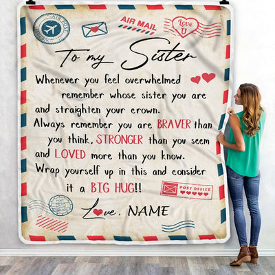 Personalized To My Sister Blanket From Brother Mail Letter Sister Birthday Graduation Christmas Customized Fleece Blanket Blanket | Teecentury.com