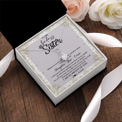 Alluring Beauty Necklace | Personalized To My Sister Necklace From Brother Sister Straighten Your Crown Sister Birthday Christmas Graduation Jewelry Customized Gift Box Message Card | teecentury